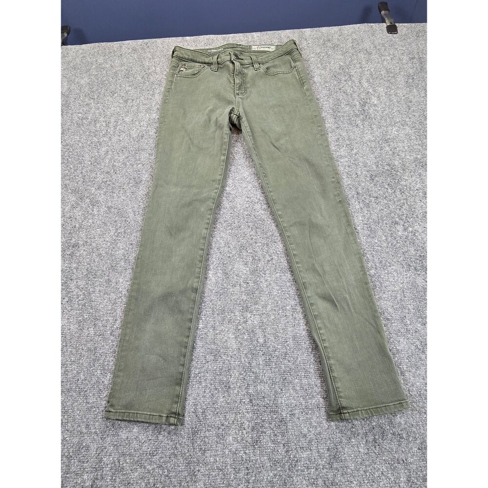 AG Prima Cigarette Jeans Womens 26 Olive Green Skinny Ankle Stretch Denim